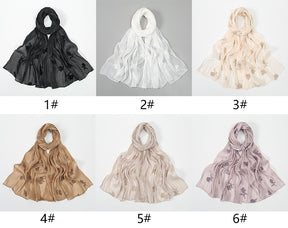 VE141  Sea Island Silk Embroidered Breathable Fashion Hijab