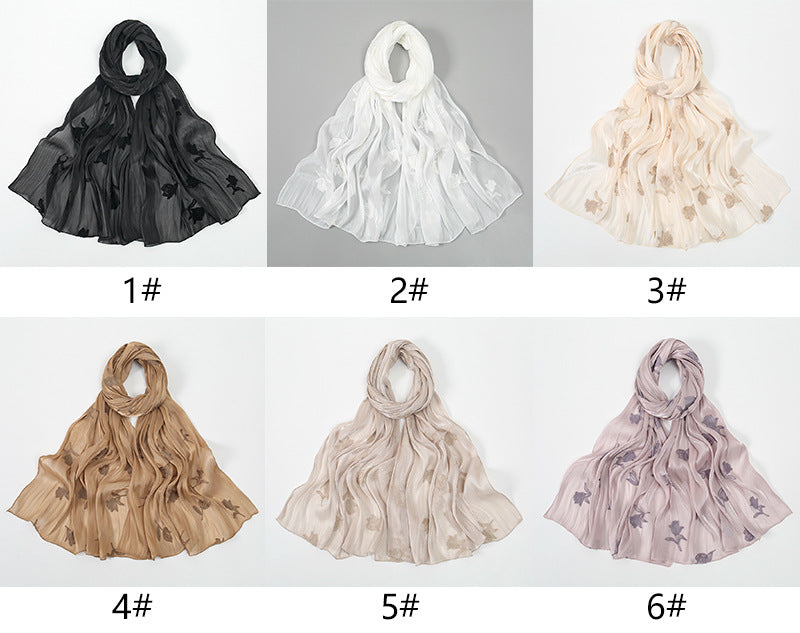 VE141  Sea Island Silk Embroidered Breathable Fashion Hijab