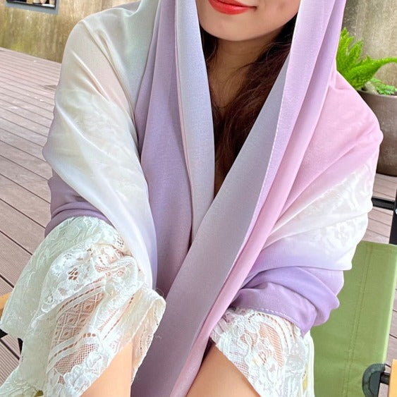 BFL001  Ombre Tie-Dye Pearl Chiffon Hijab