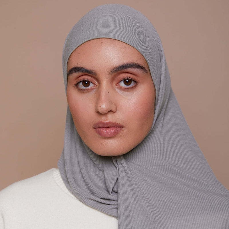 HY017  Plain Bamboo Fiber Ribbed Jersey Hijab