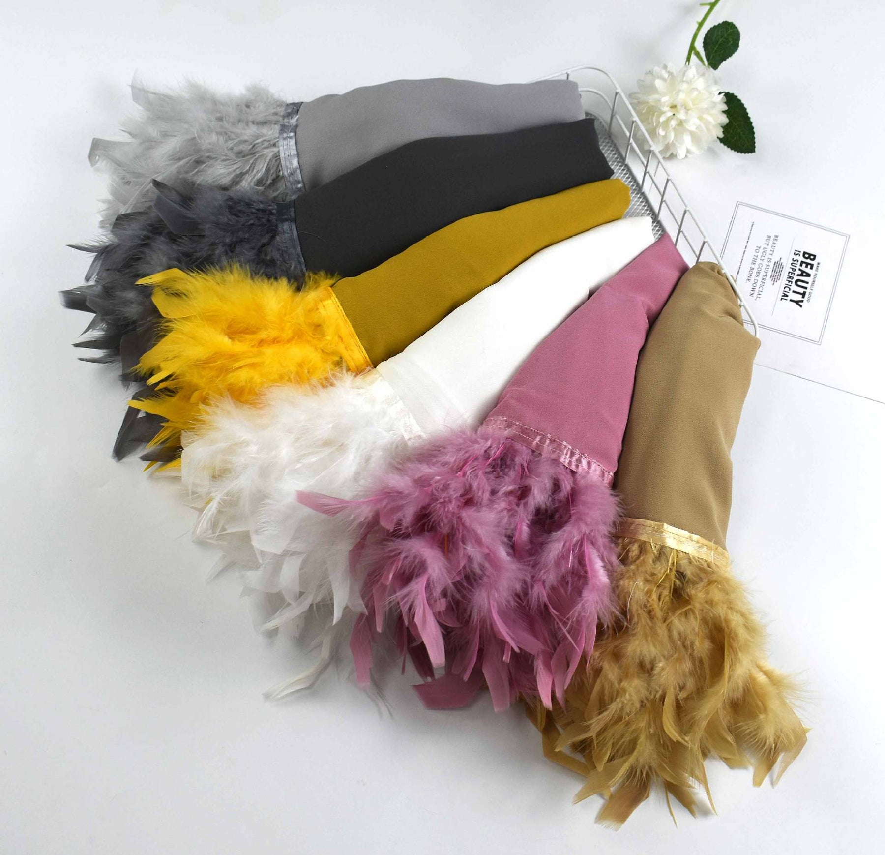 W-0003 new plain pearl chiffon feather hijab scarf