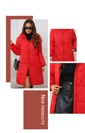 W1836  Women's Hooded Mid-Length Slim Winter Cotton-Padded Coat