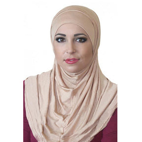 HY016  Plain Mercerized Cotton Jersey Instant Hijab + Jersey Cap Set