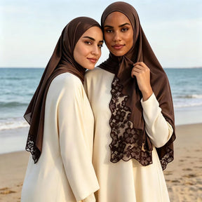 YTCXHB  Plain Embroidered Lace Liquid Jersey Hijab