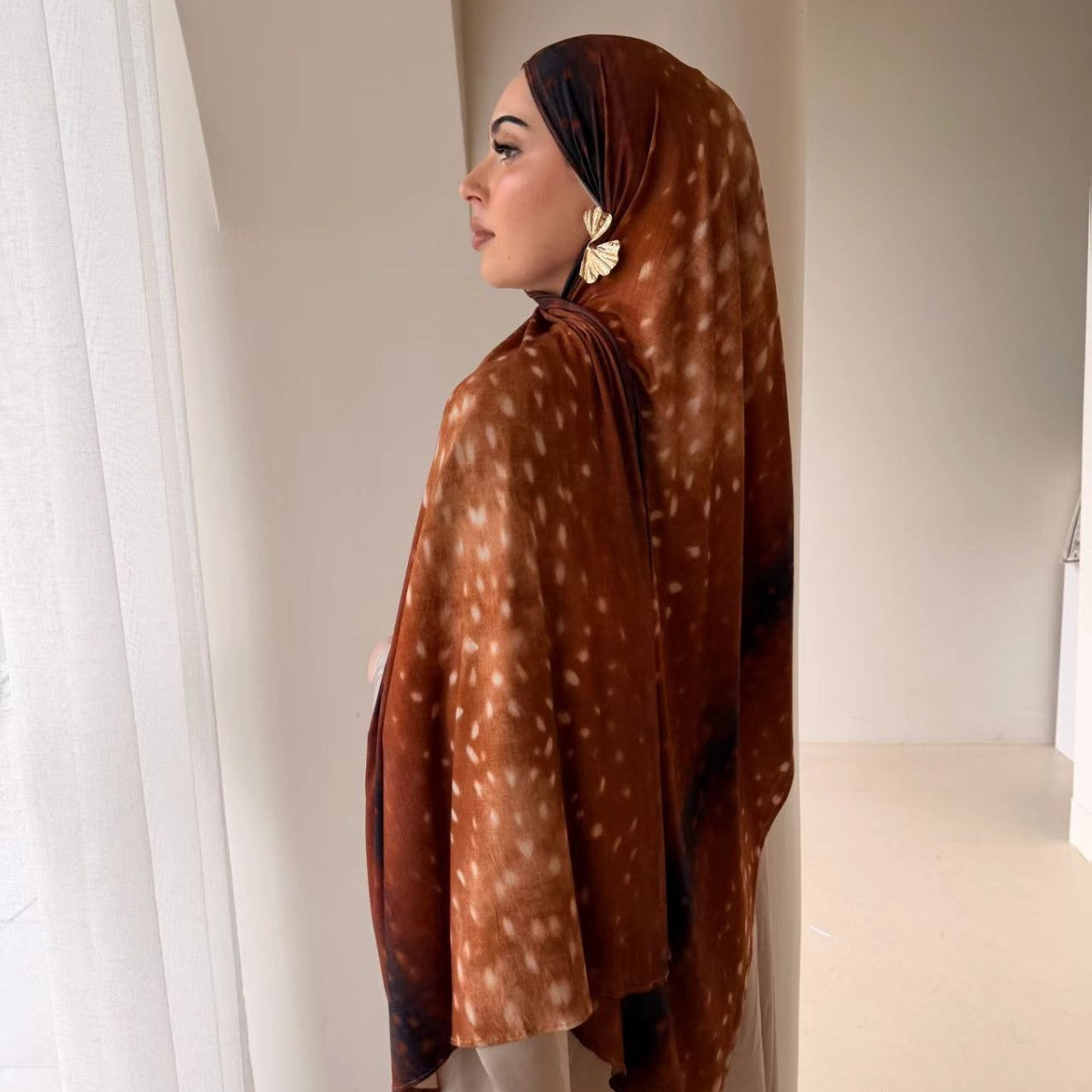 JB099  125GSM Watercolor Marble Mercerized Cotton Double-Sided Print Jersey Hijab
