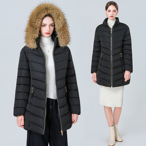 YAXF-8809  Women's Mid-Length Slim Winter Cotton-Padded Puffer Jacket