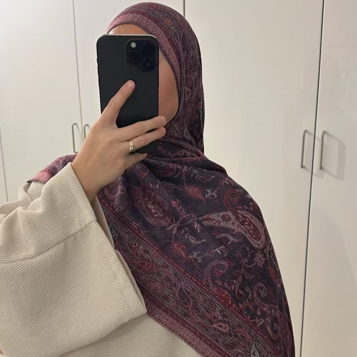WJ046  Paisley Faux Cashmere Tassel Layering Scarf