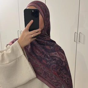 WJ046  Paisley Faux Cashmere Tassel Layering Scarf