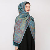 MY18 Butterfly Cashew Jacquard Shawl Tassel Scarf