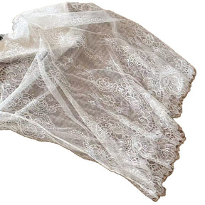 JY0160  Plain Black and White Two Tone Lace Embroidered Hijab
