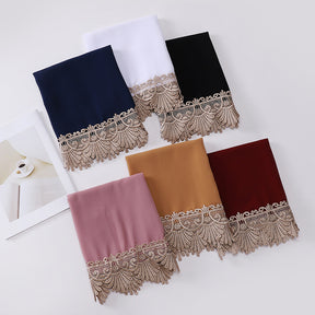 MSL229 plain lace edge hijab scarf