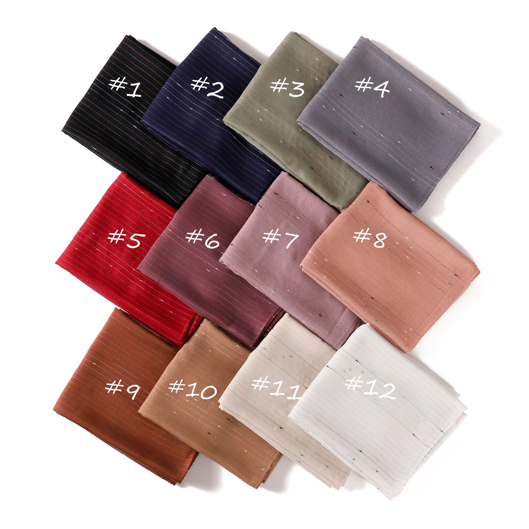 YZ340  Plain Striped Color Thread Polyester Hijab
