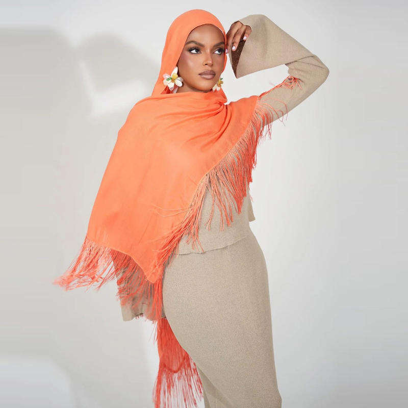 流苏花边 Plain Modal Hijab - Product Photo