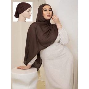 YW307Solid color headscarf set Solid color wide edge thin modal breathable scarf