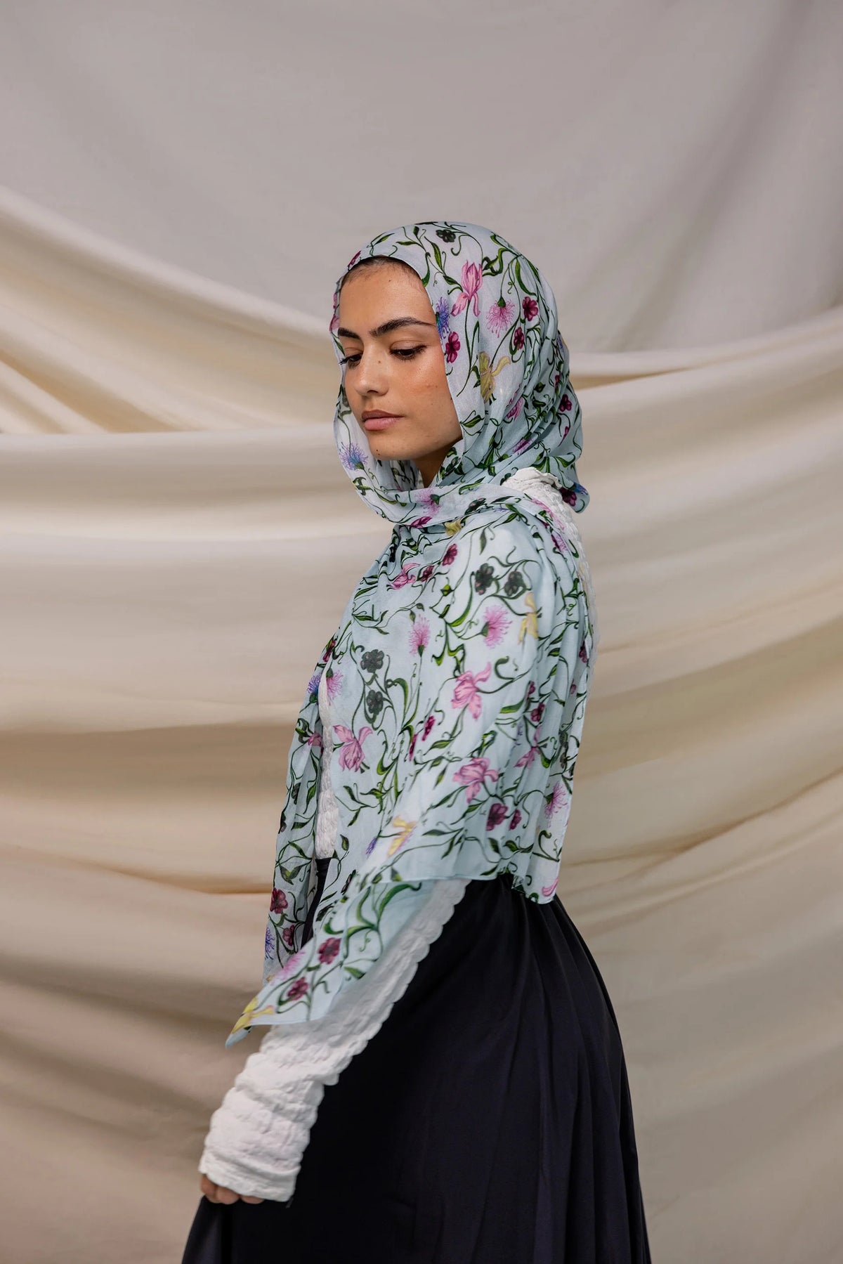 MY101  Modal floral hijab