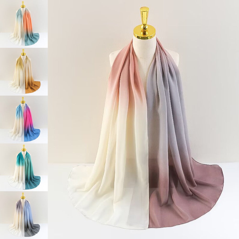 YW236 Gradation Color Chiffon Hijab for Elegant Style