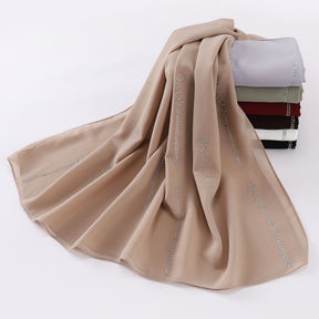 W-0006 plain pearl chiffon LOVE hot stamping dimond hijab scarf