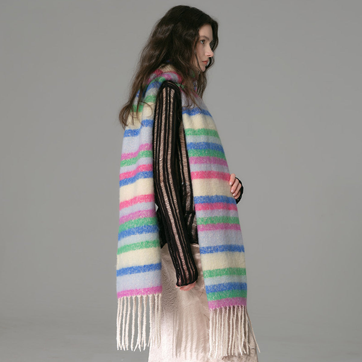 TLQHZZ-077 color stripe winter scarf