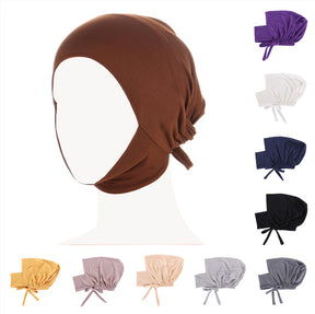 8022  Plain Polyester Adjustable Elastic Strap Closed Cap