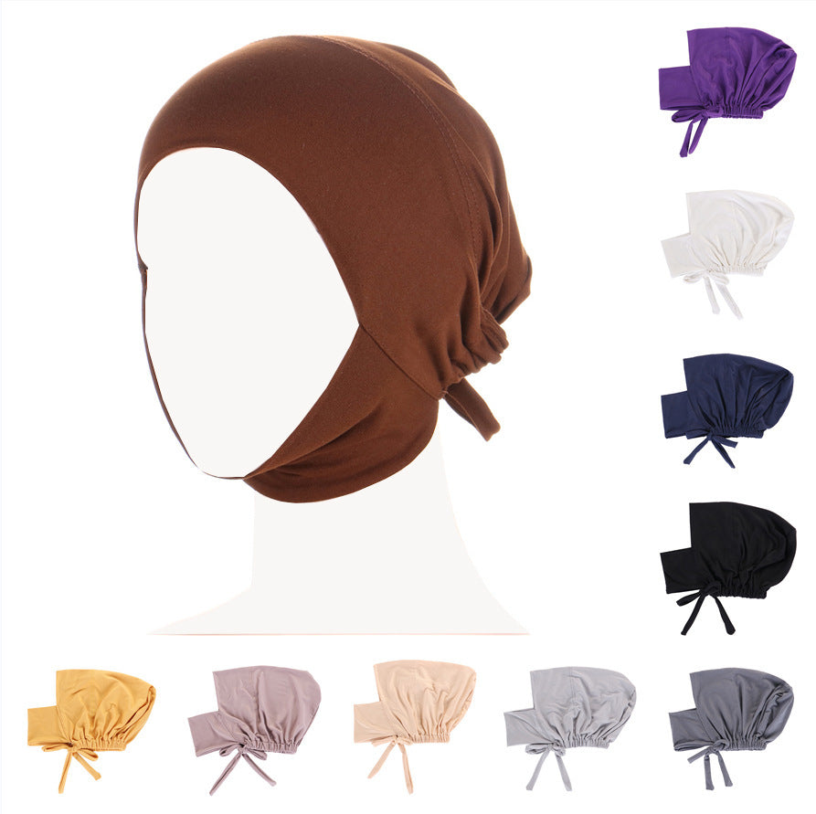 8022  Plain Polyester Adjustable Elastic Strap Closed Cap