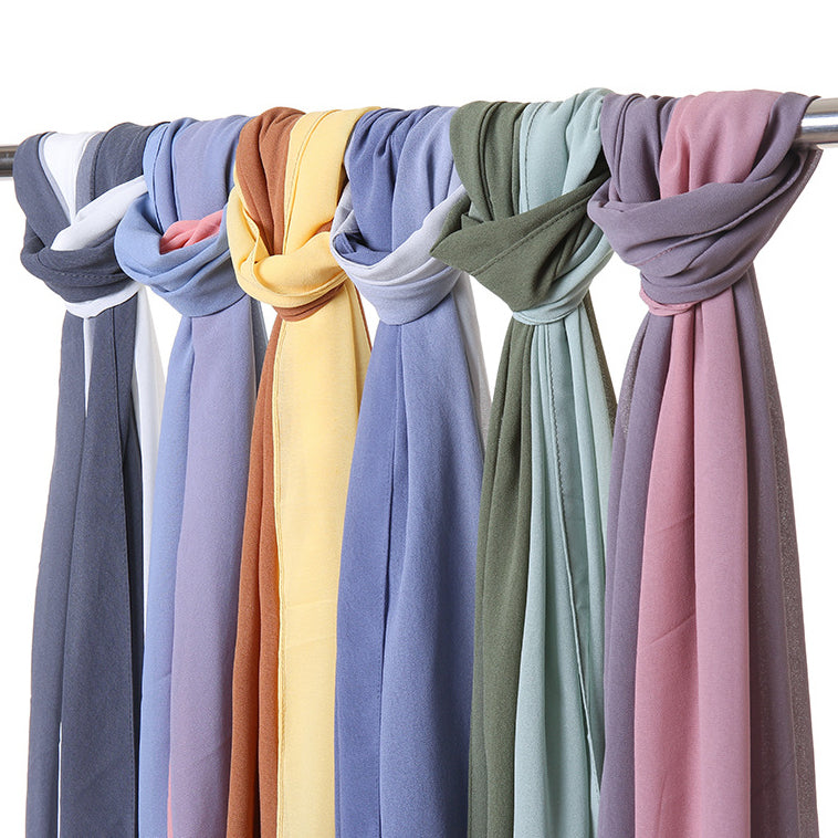 YW130 Stitching color pearl chiffon hijab