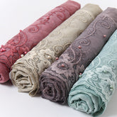 VS240 tie-dye solid color Embroidered lace patchwork hijab scarf