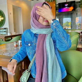 VS569 pleated gradient color cotton hijab