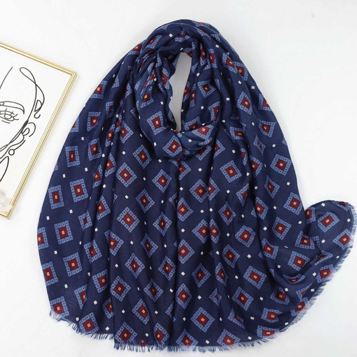 JY230802 printed lattice scarf