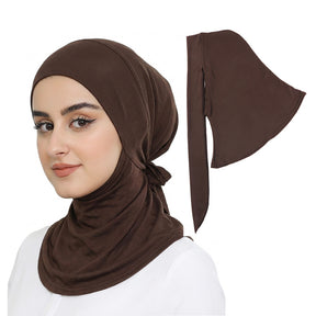 JDT-490G  Tie-Back Polyester Spandex Hijab Undercap Ninja Cap