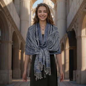 MY03 New Jacquard Tassel Long Scarf