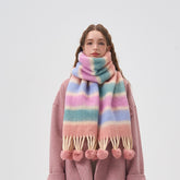 2023-08-14 Color stripe plush ball winter scarf