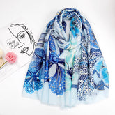 JY220101 Big king flower printed scarf