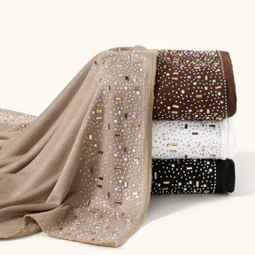 YW425  Mercerized Cotton Special-Shaped Hotfix Rhinestone Hijab