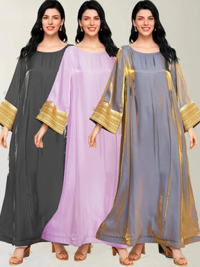 658  Shiny long dress plus size gold luxurious dress