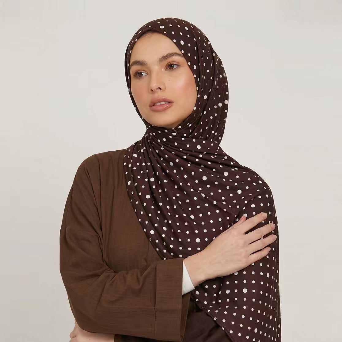 JB099  125GSM Watercolor Marble Mercerized Cotton Double-Sided Print Jersey Hijab