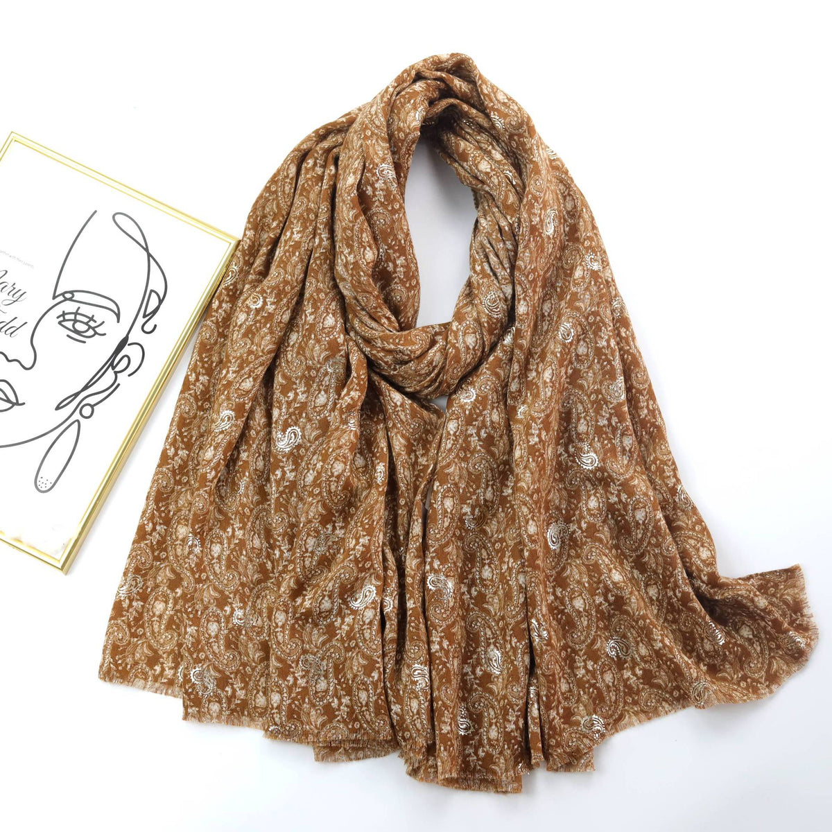 220928 stamping cashew printed scarf