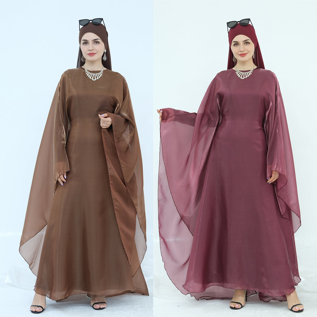LR943+LR944  Plain elegant dress + inner + hijab set
