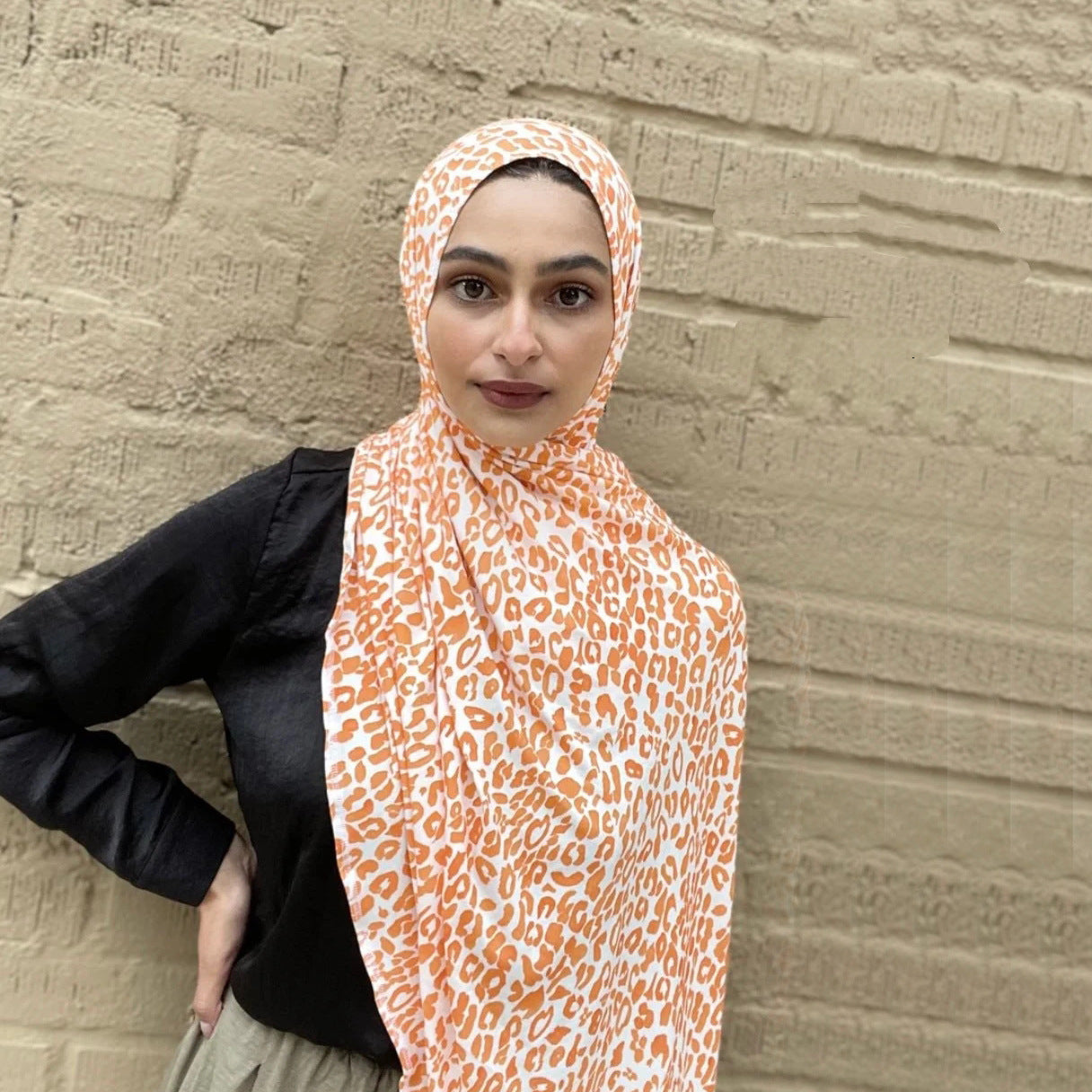 JB099  Mercerized Cotton Double Sided Watercolor Marble Print Long Hijab