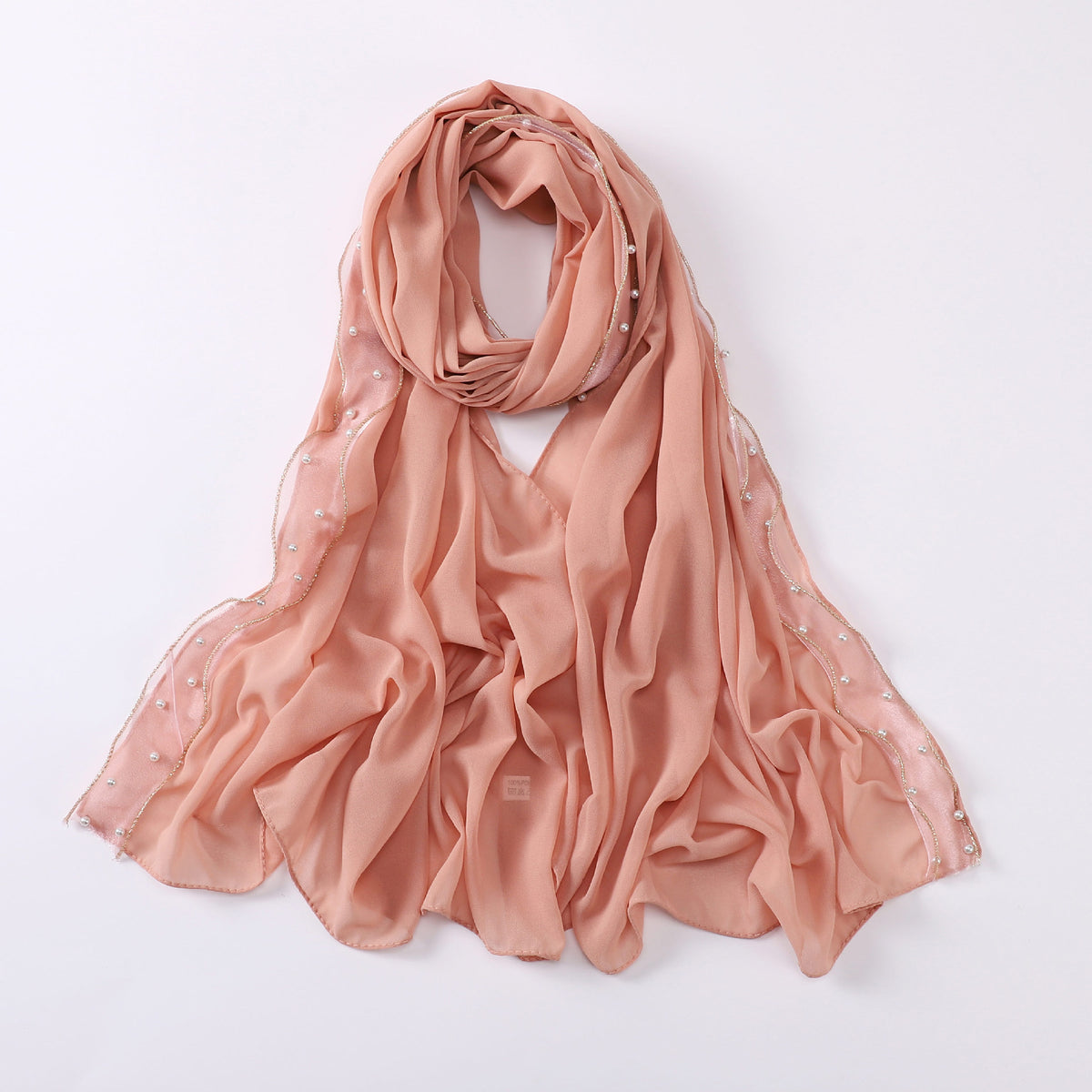 W-0061  Pearl Chiffon Head Scarf - MOQ:2