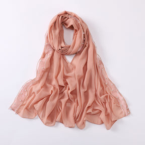 W-0061  Pearl Chiffon Head Scarf - MOQ:2