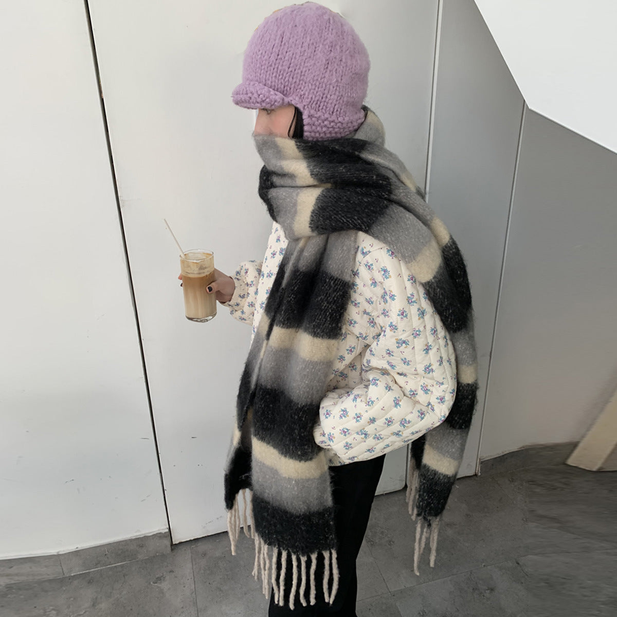 TLQHZZ-133 color stripe thick winter scarf