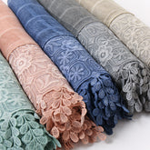 VS238 premium embroidery tassel lace edge cotton hijab scarf