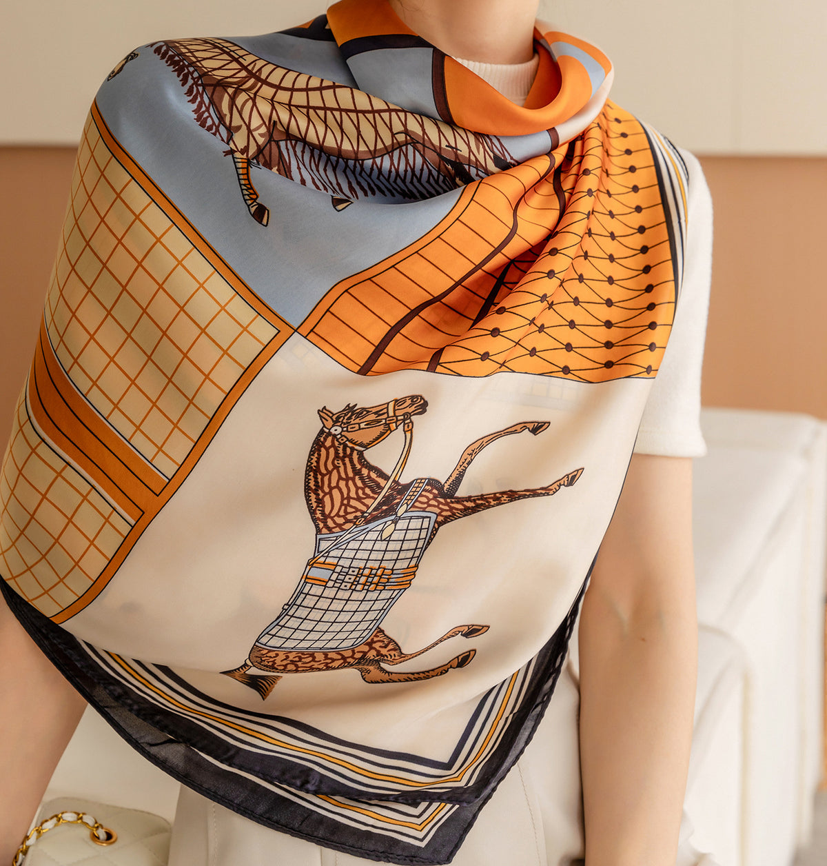 S11001  110*110 cm Printed Silk-Look Large Square Scarf