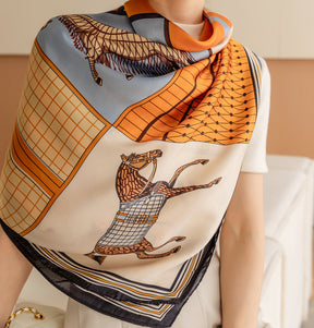 S11001  110*110 cm Printed Silk-Look Large Square Scarf