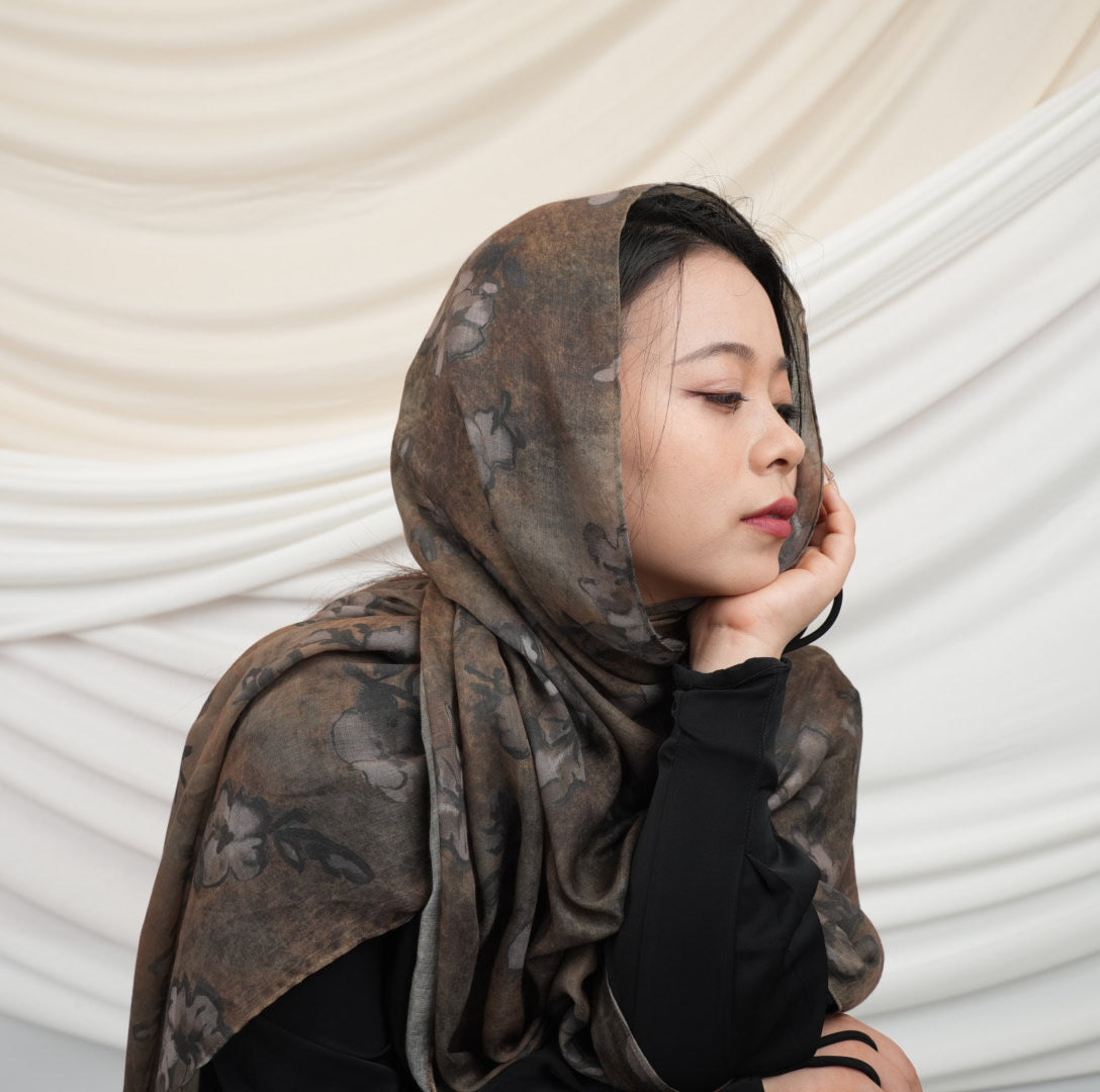 BF007  Polyester-cotton tie-dye watercolor hijab