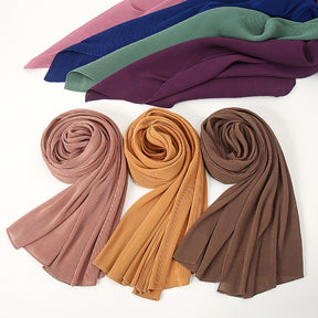 YW141 plain pleated chiffon hijab