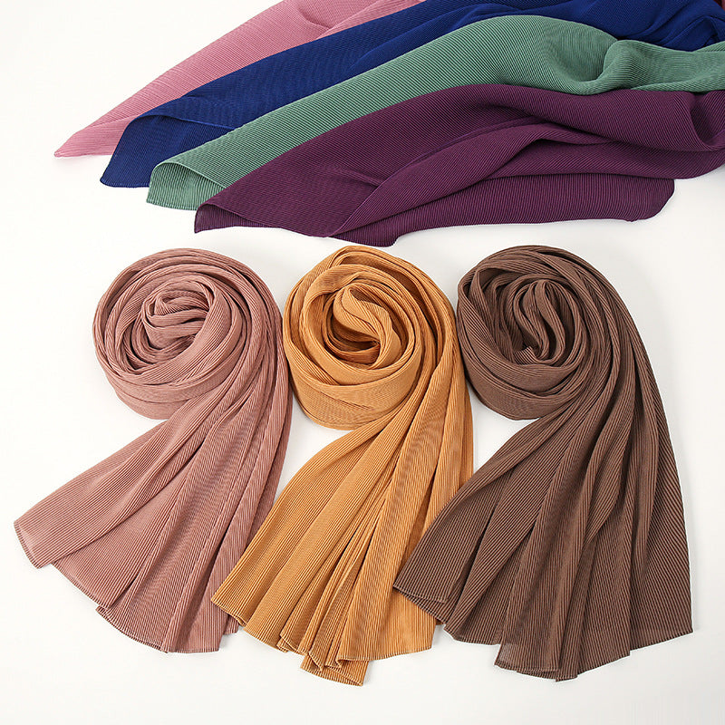 YW141 plain pleated chiffon hijab