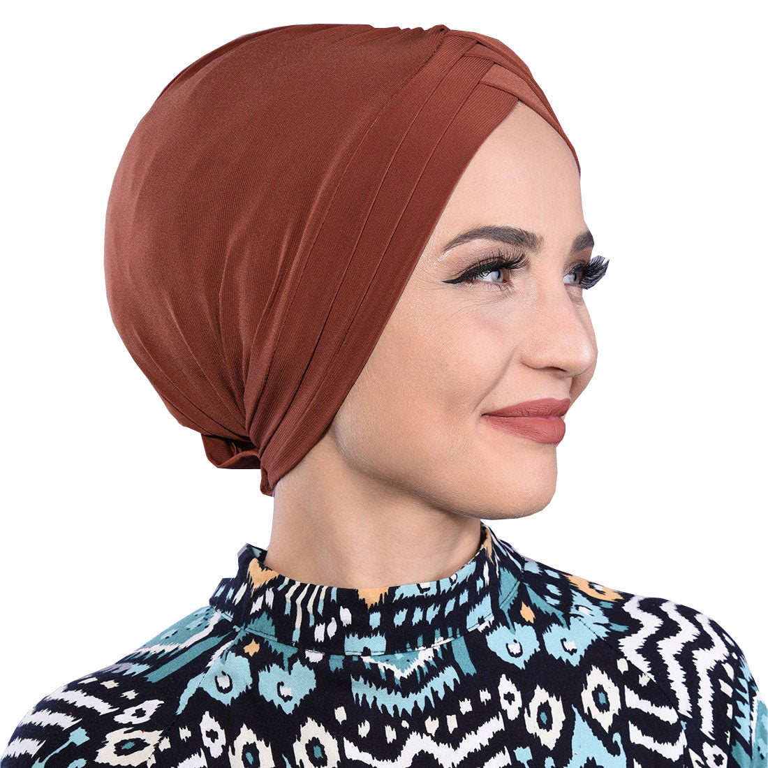 TJM-水晶麻前额三交叉 plain hijab turban hat