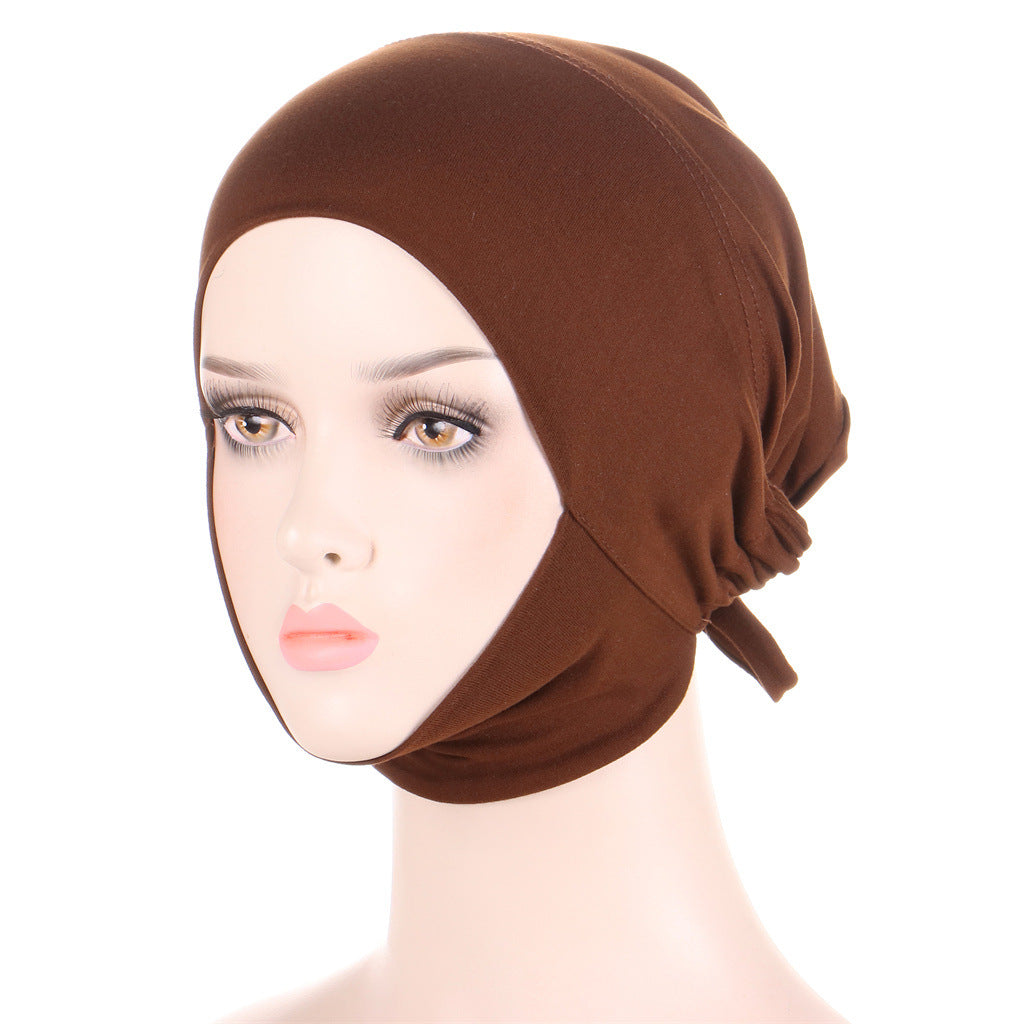 8022  Plain Polyester Adjustable Elastic Strap Closed Cap
