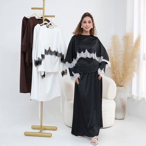 LR1178  Lace-Trim Polyester Top with Shawl & Skirt Set - Sold Separately